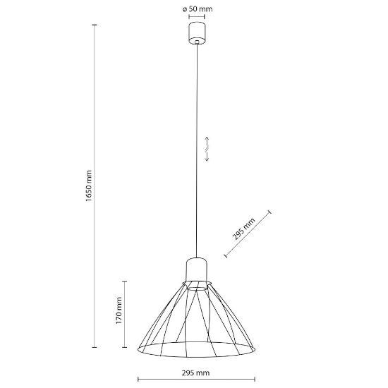Lampadario per cucina a cono nero 29 cm diffusore a gabbia